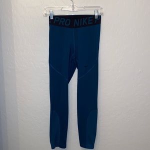 NIKE PRO LEGGINGS-Dark blue/Green-Size M
